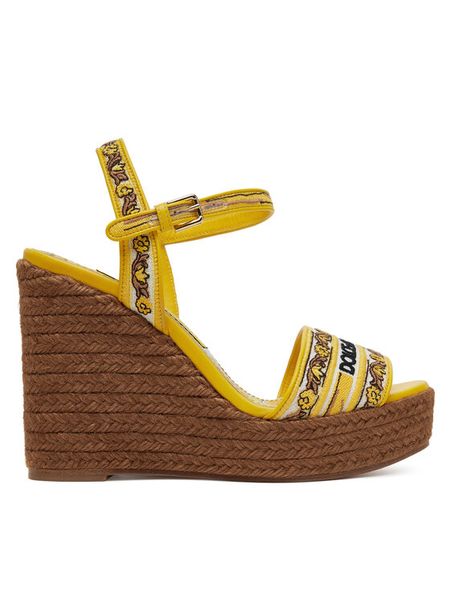 Dolce&Gabbana Espadryle CZ0318 AV804 Żółty. Żółte sandały damskie Dolce&Gabbana, bez wzorów, z materiału, bez obcasa, bez zapięcia. Za 3,419.00 zł.