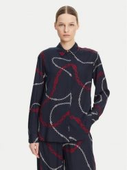 Tommy Hilfiger Koszula WW0WW44045 Granatowy Relaxed Fit. Niebieskie bluzki damskie Tommy Hilfiger, bez wzorów, z wiskozy, bez kołnierzyka, bez ramiączek. Za 239.99 zł.