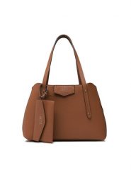 Torebka Guess. Brązowe torebki do ręki damskie Guess, z aplikacjami, wizytowe, bez dodatków. Za 449.99 zł.