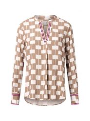 Emily van den Bergh Bluzka damska tunika Kobiety wiskoza brązowy wzorzysty, 44. Brązowe tuniki damskie Emily van den Bergh, bez wzorów, z tkaniny, eleganckie, bez kołnierzyka, bez ramiączek. Za 499.95 zł.