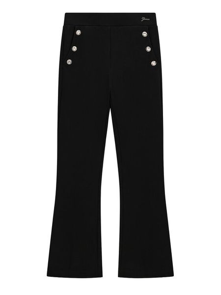 Guess Spodnie materiałowe J6BB12 K5885 Czarny Regular Fit. Czarne spodnie materiałowe dla dziewczynek Guess, z aplikacjami, z materiału. Za 264.99 zł.