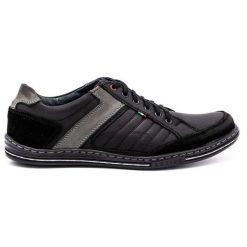 Buty Olivier skórzane męskie 236GT czarne. Czarne półbuty na co dzień męskie ze skóry, klasyczne, z okrągłym noskiem, bez zapięcia. Za 319.69 zł.