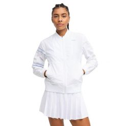 Damska kurtka tenisowa sport.tennis Siroko Backhand White. Białe bluzy sportowe damskie SIROKO, bez wzorów, prążkowane, bez kaptura, na fitness i siłownię. Za 338.00 zł.
