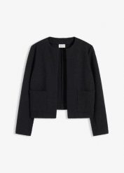 Krótki żakiet z dżerseju. Czarne żakiety damskie bonprix, bez wzorów, z dżerseju, eleganckie. Za 129.99 zł.