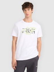 4F T-shirt regular z nadrukiem męski 4F x Robert Lewandowski - biały XL. Białe koszulki sportowe męskie 4f, l, bez wzorów, z bawełny, sportowe, bez kołnierzyka. Za 99.99 zł.