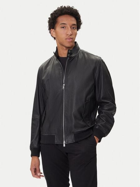 BOSS Kurtka skórzana H-Moiner 50543899 Czarny Regular Fit. Czarne kurtki męskie Boss, m, bez wzorów, ze skóry, bez kaptura. Za 2,199.00 zł.
