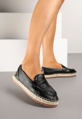 Czarne Espadryle Ozdobione Plecionką i Paskiem Zolivia. Czarne espadryle damskie Renee, na lato, bez wzorów, z jeansu, bez obcasa, na obcasie, bez zapięcia. Za 39.99 zł.