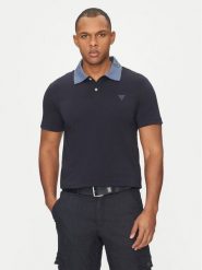 Guess Polo M5GP66 J1314 Niebieski Regular Fit. Niebieskie koszulki polo męskie Guess, m, z aplikacjami, z bawełny, bez ramiączek. Za 139.99 zł.