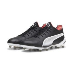 Buty piłkarskie KING ULTIMATE FG/AG PUMA Black White Fire Orchid Red. Białe buty sportowe męskie Puma, z syntetyku, bez zapięcia, do piłki nożnej. Za 399.99 zł.
