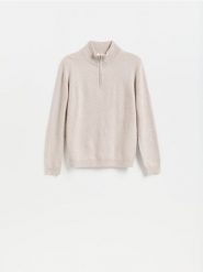 Sweter z wełny merino - złamana biel. Swetry przez głowę męskie Reserved, l, bez wzorów, z wełny, bez kołnierzyka. Za 239.99 zł.