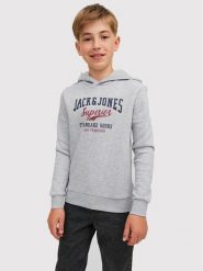 Jack & Jones Junior Bluza Logo 12212287 Szary Regular Fit. Szare bluzy dla chłopców Jack & Jones Junior, bez wzorów, z bawełny, bez ramiączek, bez kaptura. Za 99.99 zł.