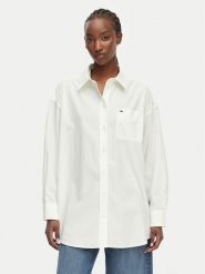 Tommy Jeans Koszula Essential DW0DW22936 Biały Oversize. Białe koszule damskie Tommy Jeans, xl, bez wzorów, z bawełny, bez kołnierzyka, bez ramiączek. Za 449.99 zł.