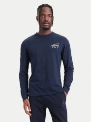 Tommy Jeans Longsleeve DM0DM23546 Granatowy Slim Fit. Niebieskie bluzki z długim rękawem męskie Tommy Jeans, m, bez wzorów, z bawełny, bez kołnierzyka. Za 169.99 zł.