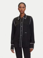 KARL LAGERFELD Koszula A3W11012 Czarny Regular Fit. Czarne bluzki damskie KARL LAGERFELD, bez wzorów, z wiskozy, bez kołnierzyka, bez ramiączek. Za 749.99 zł.