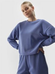 4F Bluza dresowa nierozpinana z dodatkiem modalu damska - granatowa XXL. Niebieskie bluzy damskie 4f, l, bez wzorów, z dresówki, bez kaptura. W wyprzedaży za 79.99 zł.