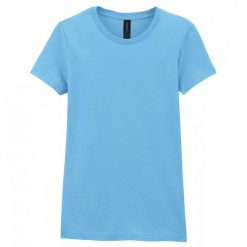 Koszulka Softstyle Dla Pań I Panów. Niebieskie koszulki sportowe damskie Gildan, bez wzorów, bez kołnierzyka, bez ramiączek, trekkingowe. Za 41.99 zł.