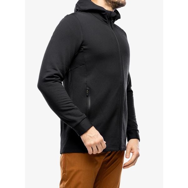 Bluza polarowa męska Mons Royale Arcadia Merino Fleece Hoody. Czarne bluzy męskie Mons Royale, m, bez wzorów, z polaru, bez kaptura. Za 529.99 zł.
