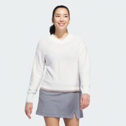 Sweter z dzianiny Ultimate365. Białe swetry damskie Adidas, l, bez wzorów, z bawełny, bez kołnierzyka, bez ramiączek, bez kaptura. Za 479.00 zł.