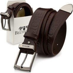 Beltimore Beltimore męski skórzany pasek szeroki jeans brązowy 523. Brązowe paski damskie Beltimore, bez wzorów, z jeansu. Za 54.99 zł.