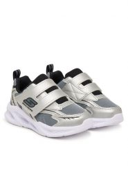 Skechers Sneakersy Meteor-Lights - Glow 401498N/SLBK Srebrny. Szare buty sportowe chłopięce Skechers, bez wzorów, z materiału, bez zapięcia. Za 179.99 zł.