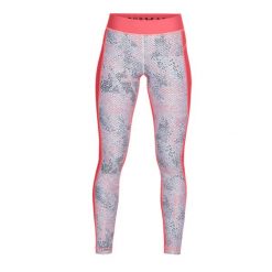 Legginsy Damskie Under Armour HeatGear Printed. Czerwone legginsy damskie Under Armour, xs, bez wzorów, z elastanu, na fitness i siłownię. Za 245.30 zł.