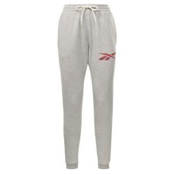 Spodnie dresowe męskie Reebok HR9157. Szare spodnie sportowe męskie Reebok, m, bez wzorów, z dresówki, na fitness i siłownię. Za 149.00 zł.