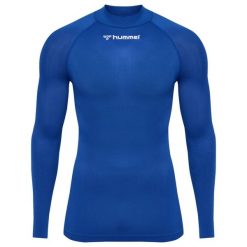 Koszulka z długim rękawem z dekoltem w serek Hummel Comfort 2.0. Niebieskie bluzy męskie Hummel, bez wzorów, z poliamidu, bez kołnierzyka, bez ramiączek, do koszykówki. Za 180.00 zł.