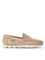 Geox Mokasyny J New Fast Boy J826CA 00022 C5014 S Beżowy. Brązowe półbuty chłopięce Geox, bez wzorów, ze skóry, bez zapięcia. Za 199.99 zł.