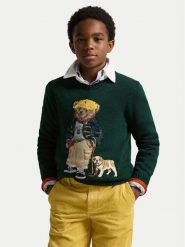 Polo Ralph Lauren Sweter 323978393001 Zielony Regular Fit. Zielone swetry dla chłopców Polo Ralph Lauren, bez wzorów, z bawełny, bez kołnierzyka, bez kaptura. Za 1,009.00 zł.