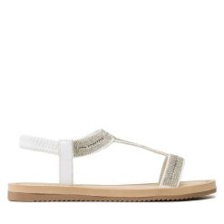 Sandały Clara Barson. Białe sandały damskie Clara Barson, bez wzorów, bez obcasa, na płaskiej podeszwie, bez zapięcia. Za 99.99 zł.