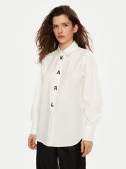 KARL LAGERFELD Koszula A1W11026 Biały Regular Fit. Białe bluzki damskie KARL LAGERFELD, bez wzorów, z bawełny, bez kołnierzyka, bez ramiączek. Za 499.99 zł.