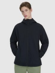 KURTKA MĘSKA 4F SOFTSHELL WIATROODPORNA Z KAPTUREM CZARNA. Czarne kurtki męskie 4f, l, bez wzorów, z softshellu, z kapturem. Za 299.99 zł.