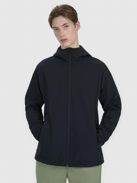 KURTKA MĘSKA 4F SOFTSHELL WIATROODPORNA Z KAPTUREM CZARNA. Czarne kurtki męskie 4f, l, bez wzorów, z softshellu, do biegania. Za 215.26 zł.