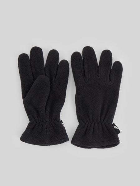 4F Rękawiczki polarowe Touch Screen dziecięce - czarne L/XL. Czarne buty zimowe chłopięce 4f, bez wzorów, z polaru. Za 39.99 zł.
