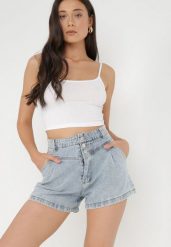 Biały Top Haidithoe. Białe bluzki damskie Born2be, l, bez wzorów, z bawełny, bez kołnierzyka, bez ramiączek. Za 19.99 zł.