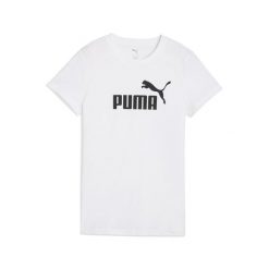 Damska koszulka ESS No. 1 Logo PUMA White. Białe obuwie sportowe damskie Puma, bez wzorów, z gumy, na fitness i siłownię. Za 99.00 zł.