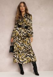 Ciemnozielona Sukienka Rozkloszowana i Luźna Gada. Zielone sukienki damskie Renee, na co dzień, m, bez wzorów, eleganckie, bez kołnierzyka, bez ramiączek, midi, rozkloszowane. Za 159.99 zł.