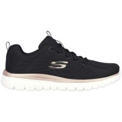 Buty damskie SKECHERS Graceful Get Connecteda. Czarne obuwie sportowe damskie Skechers, bez wzorów, na fitness i siłownię. Za 229.99 zł.