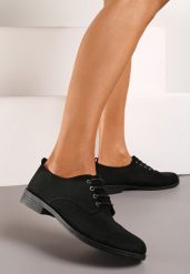 Czarne Półbuty Oksfordki z Imitacji Zamszu Yotella. Czarne półbuty damskie Born2be, bez wzorów, z jeansu, klasyczne, bez obcasa, bez zapięcia. Za 79.99 zł.
