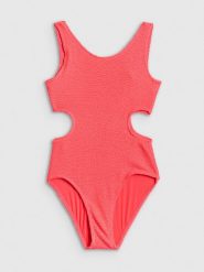 4F Kostium kąpielowy jednoczęściowy dziewczęcy - pomarańczowy 134/140 (8-10 lat). Brązowe stroje kąpielowe dla dziewczynek 4f, bez wzorów, z materiału. Za 89.99 zł.