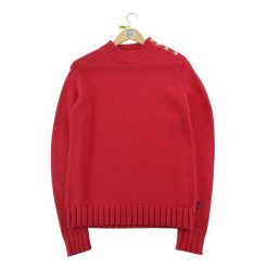 Damski czerwony sweter. Czerwone swetry damskie Ralph Lauren, l, bez wzorów, ze skóry, eleganckie, bez kołnierzyka, bez ramiączek, bez kaptura. Za 76.64 zł.