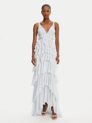 Elisabetta Franchi Sukienka koktajlowa AB-R42-52E2-V680 Biały Regular Fit. Białe sukienki damskie Elisabetta Franchi, bez wzorów, z syntetyku, wizytowe, bez kołnierzyka, bez ramiączek. Za 1,469.00 zł.