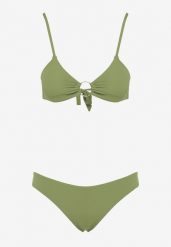 Zielone Bikini z Ozdobnym Kółkiem Przy Biustonoszu Naveena. Zielone bikini damskie Born2be, na lato, z aplikacjami. Za 29.99 zł.