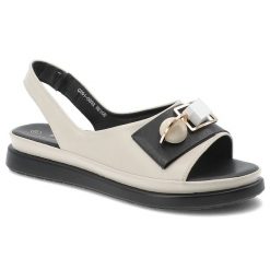 Sandały damskie S.Barski, ze skóry naturalnej licowej ozdobna klamra miękka podeszwa wygodny fason, beżowe, GR61-5932. Brązowe klapki damskie S.BARSKI, z aplikacjami, ze skóry, bez obcasa, bez zapięcia. Za 219.00 zł.