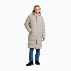 Płaszcz puchowy damski Jack Wolfskin Frozen Palace. Brązowe kurtki damskie Jack Wolfskin, bez wzorów, z puchu, bez kaptura, trekkingowe. Za 1,039.00 zł.