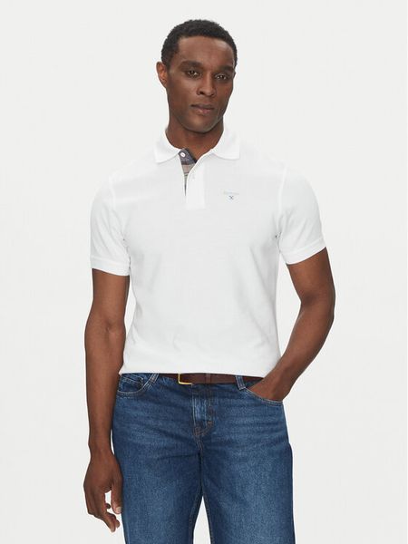 Barbour Polo Tartan MML0012WH11 Biały Tailored Fit. Białe koszulki polo męskie Barbour, m, bez wzorów, z bawełny, bez ramiączek. Za 199.99 zł.