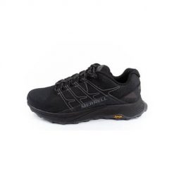 Buty do chodzenia męskie Merrell Moab Flight. Czarne buty sportowe męskie Merrell, z materiału, bez zapięcia, trekkingowe. Za 493.00 zł.