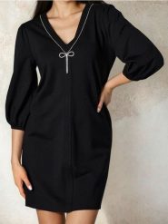 Sukienka mini z kryształkami - czarny. Czarne sukienki damskie Sinsay, l, bez wzorów, bez kołnierzyka, bez ramiączek, mini. Za 59.99 zł.