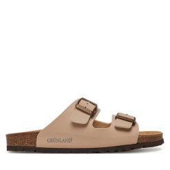 Klapki Grünland. Brązowe klapki damskie Grünland, bez wzorów, bez obcasa. Za 189.99 zł.