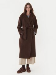 Weekend Max Mara Płaszcz wełniany Tempera 2525016082 Brązowy Regular Fit. Brązowe płaszcze damskie Weekend Max Mara, na zimę, bez wzorów, z wełny, bez kaptura. Za 3,779.00 zł.